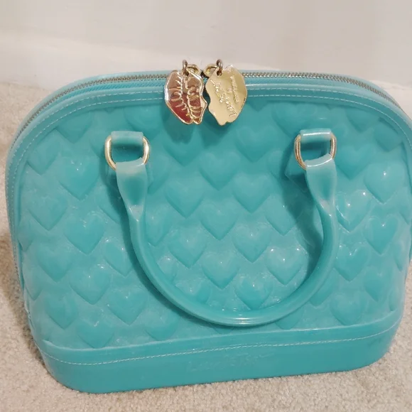 Betsey Johnson Aqua Heart Satchel - Picture 2 of 10